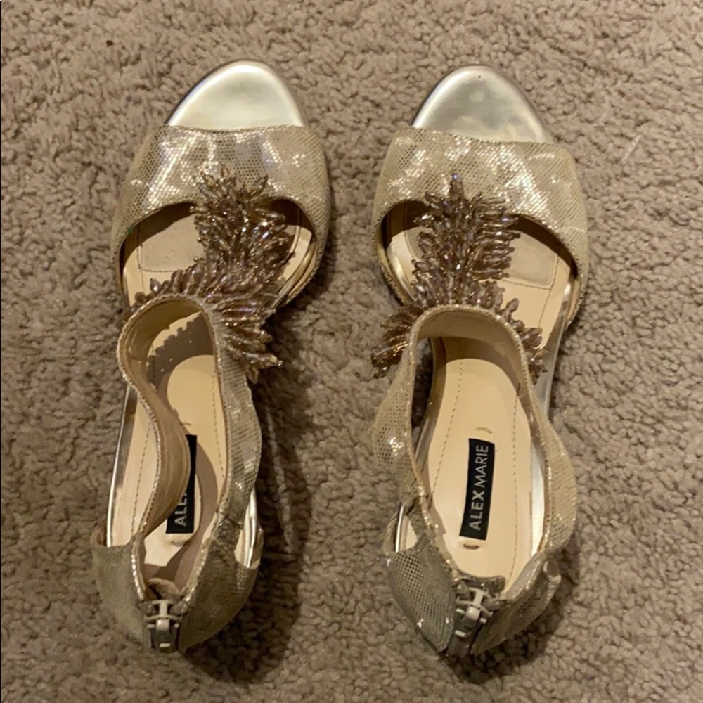 Alex Marie Gold Beaded Heels